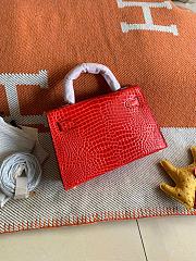 HERMES MINI KELLY CROCODILE GOLD HARDWARE RED 19 CM - 4