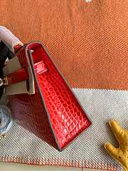 HERMES MINI KELLY CROCODILE GOLD HARDWARE RED 19 CM - 3