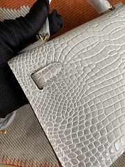 HERMES MINI KELLY CROCODILE GOLD HARDWARE WHITE 19 CM - 3