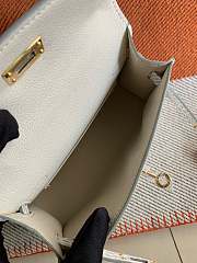HERMES MINI KELLY CROCODILE GOLD HARDWARE WHITE 19 CM - 5