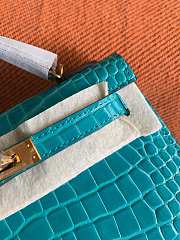 HERMES MINI KELLY CROCODILE GOLD HARDWARE BLUE 19 CM - 6