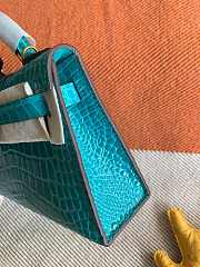 HERMES MINI KELLY CROCODILE GOLD HARDWARE BLUE 19 CM - 5