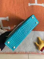 HERMES MINI KELLY CROCODILE GOLD HARDWARE BLUE 19 CM - 4