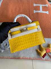 HERMES MINI KELLY CROCODILE GOLD HARDWARE YELLOW 19 CM - 1