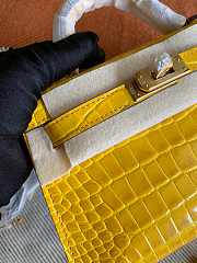 HERMES MINI KELLY CROCODILE GOLD HARDWARE YELLOW 19 CM - 5