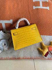 HERMES MINI KELLY CROCODILE GOLD HARDWARE YELLOW 19 CM - 4