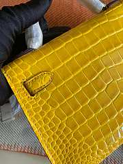 HERMES MINI KELLY CROCODILE GOLD HARDWARE YELLOW 19 CM - 3