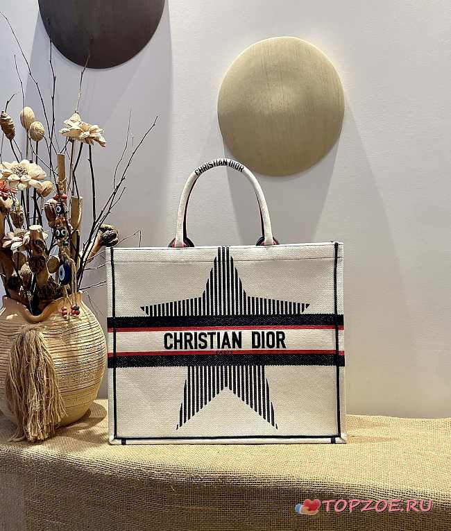 DIOR DIORALPS BOOK TOTE WHITE THREE-TONE EMBROIDERY M1286 41.5 CM - 1