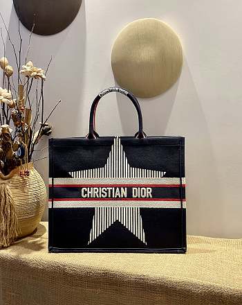 DIOR DIORALPS BOOK TOTE BLACK THREE-TONE EMBROIDERY M1286 41.5 CM