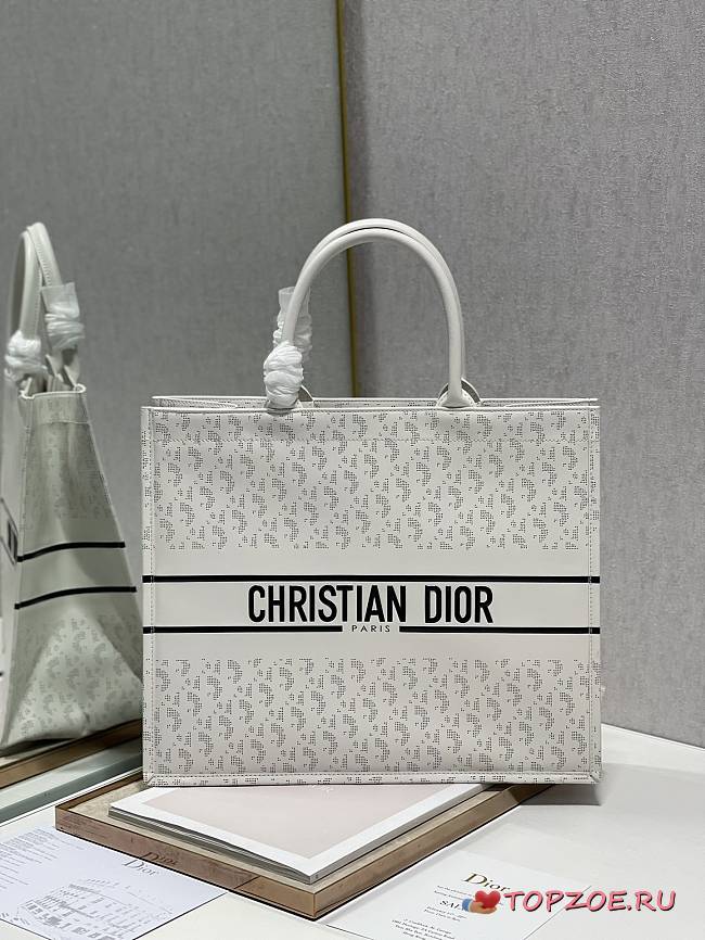 DIOR BOOK TOTE WHITE LEATHER M1286 41 X 32 CM - 1