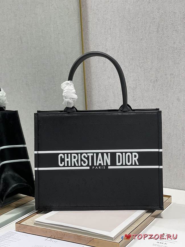 DIOR SMALL BOOK TOTE BLACK LEATHER M1296 36 × 28 CM - 1