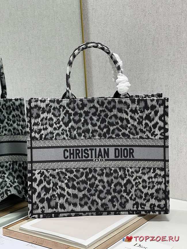 DIOR BOOK TOTE BLACK MIZZA EMBROIDERY M1286 SIZE 41 x 32 CM - 1