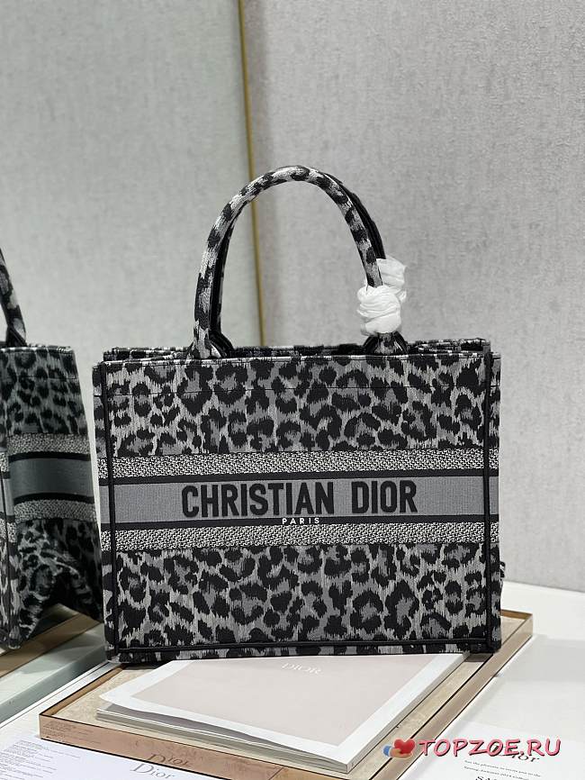 DIOR SMALL BOOK TOTE BLACK MIZZA EMBROIDERY M1296 SIZE 36 x 28 CM - 1