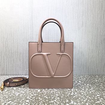 Valentino Small Garavanivlogo Walk Tote Bag Rose Cannelle Size 20 cm