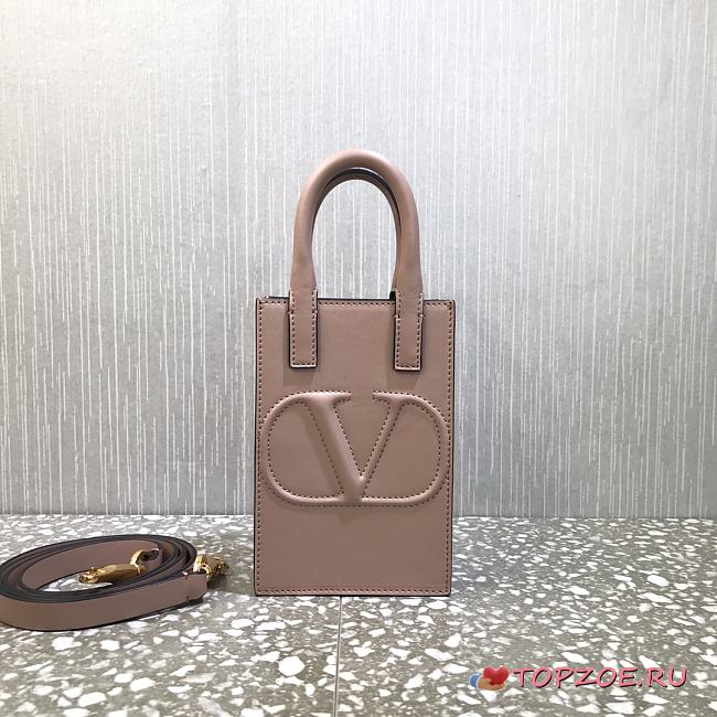 Valentino Mini Garavani Vlogo Walk Tote Bag Rose Cannelle Size 11 cm - 1