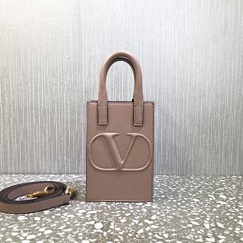 Valentino Mini Garavani Vlogo Walk Tote Bag Rose Cannelle Size 11 cm