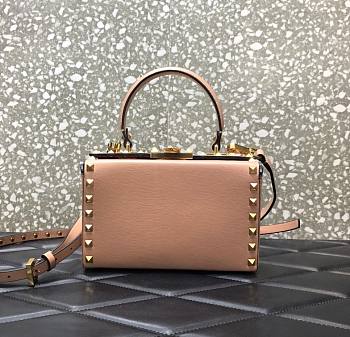 Valentino Rockstud Alcove Box Bag Rose Cannelle WAX0NO Size 19 cm