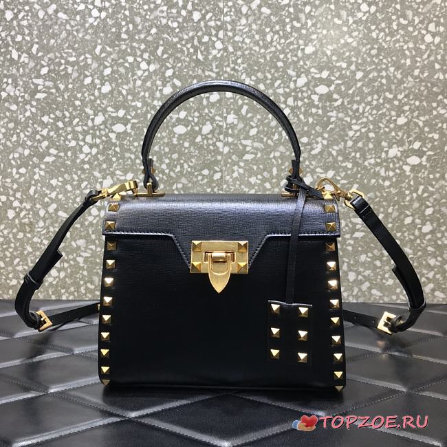 Valentino Small Rockstud Alcove Handbag Black WAX0NO Size 22 cm - 1