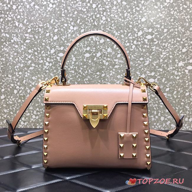 Valentino Small Rockstud Alcove Handbag Rose Cannelle WAX0NO Size 22 cm - 1