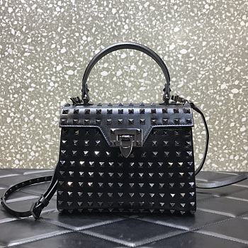 Valentino Small All-Over Black Studs Alcove Handbag DAN0NO Size 22 cm