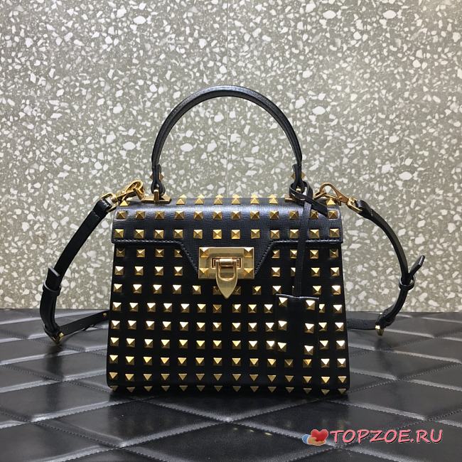 Valentino Small All-Over Gold-tone Studs Alcove Handbag DAN0NO Size 22 cm - 1