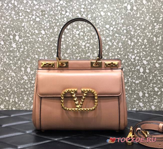 Valentino Medium Rockstud Alcove Handbag Rose Cannelle BQZ0NO Size 23 cm - 1