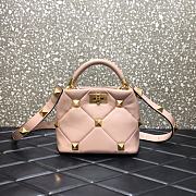 Valentino Small Roman Stud The Handle Bag Rose Cannelle BSF0NO Size 21 cm - 1
