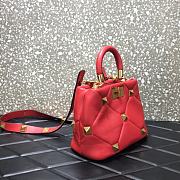 Valentino Small Roman Stud The Handle Bag Red BSF0NO Size 21 cm - 3