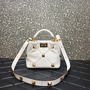 Valentino Small Roman Stud The Handle Bag White BSF0NO Size 21 cm - 1