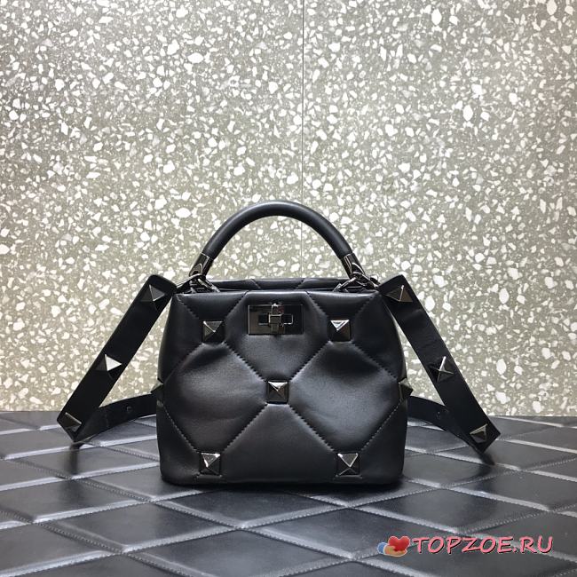 Valentino Small Roman Stud The Handle Bag With Tonal Studs BSF0NO Size 21 - 1