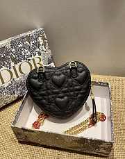Dior Dioramour Caro Heart Pouch With Chain Black S5097 Size 11 cm - 4