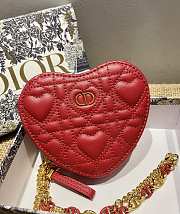 Dior Dioramour Caro Heart Pouch With Chain Red S5097 Size 11 cm - 1