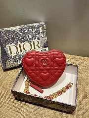 Dior Dioramour Caro Heart Pouch With Chain Red S5097 Size 11 cm - 6