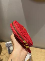 Dior Dioramour Caro Heart Pouch With Chain Red S5097 Size 11 cm - 3