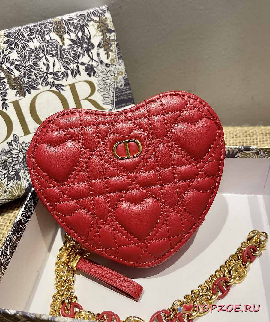 Christian Dior 2021 Caro Heart Pouch - Red Mini Bags, Handbags - CHR292198