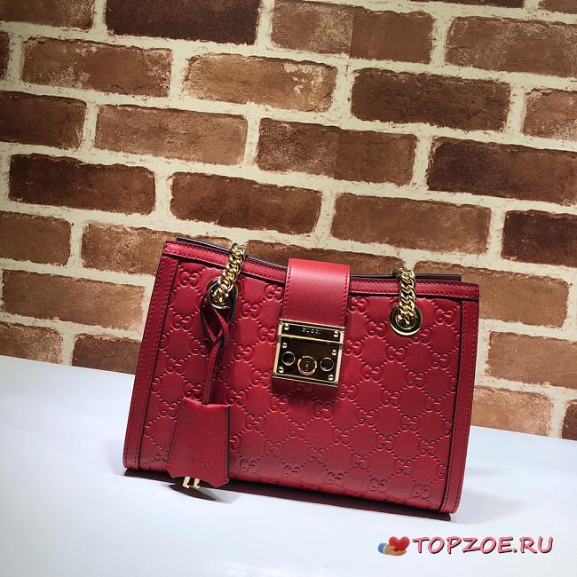 Gucci Padlock Signature Shoulder Bag Red 498156 Size 26x18x10 cm - 1