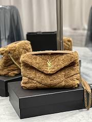 YSL Loulou Puffer Small Shearling Brown Bag 577476 Size 29×17×11cm - 1