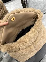 YSL Loulou Puffer Small Shearling Light Brown Bag 577476 Size 29×17×11cm - 6