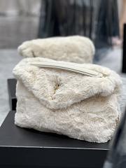 YSL Loulou Puffer Small Shearling White Bag 577476 Size 29×17×11cm - 5