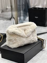 YSL Loulou Puffer Small Shearling White Bag 577476 Size 29×17×11cm - 3
