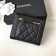Chanel Boy Black Grain Leather & Gold-tone Metal Wallet A80734 Size 11.5 cm - 6
