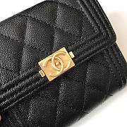 Chanel Boy Black Grain Leather & Gold-tone Metal Wallet A80734 Size 11.5 cm - 3