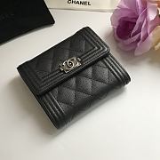 Chanel Boy Black Grain Leather & Silver-tone Metal Wallet A80734 Size 11.5 cm - 6