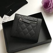 Chanel Boy Black Grain Leather & Silver-tone Metal Wallet A80734 Size 11.5 cm - 5