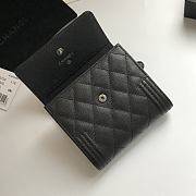 Chanel Boy Black Grain Leather & Silver-tone Metal Wallet A80734 Size 11.5 cm - 3