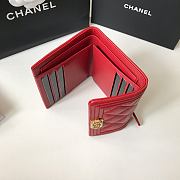 Chanel Boy Red Grain Leather & Gold-tone Metal Wallet A80734 Size 11.5 cm - 2