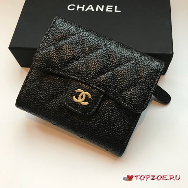 Chanel Small Black Flap Wallet A82288 Size 10.5 x 11.5 x 3 cm - 1