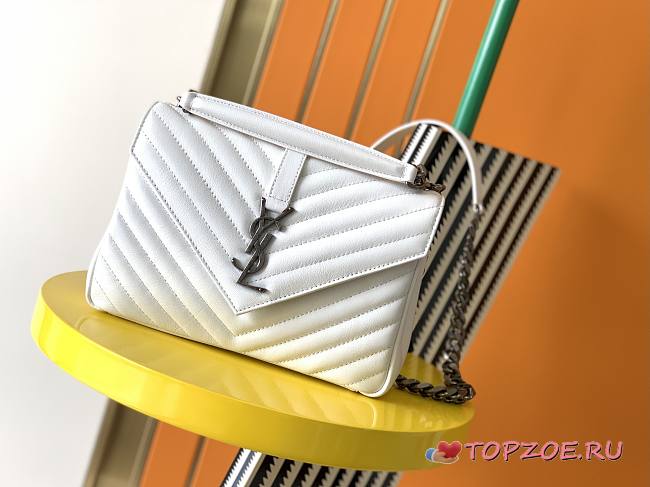 YSL Monogram College Medium in White 600279 Size 24 cm - 1