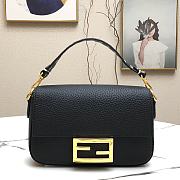 Fendi Mini Baguette in Black Grain Leather 8BS049 Size 19 x 11.5 x 4 cm - 1