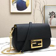 Fendi Mini Baguette in Black Grain Leather 8BS049 Size 19 x 11.5 x 4 cm - 4
